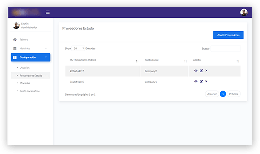 Admin panel